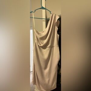 Elegant Cream One Shoulder Mini Dress